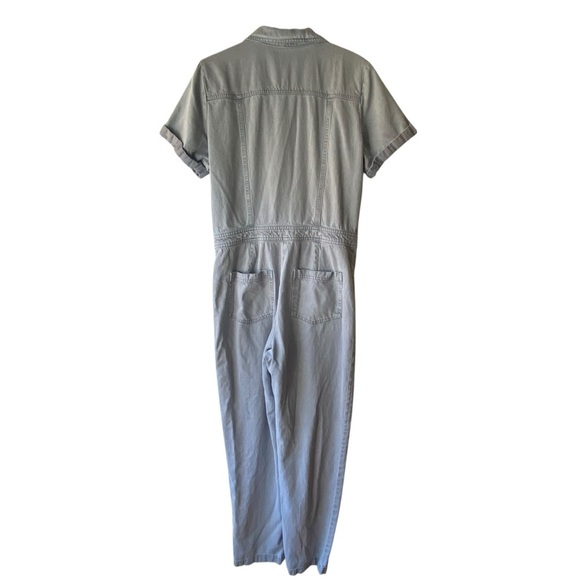 YFB Every Jumpsuit Denim Light Blue Short Sleeve Casual Button Down Tencel SZ M - Picture 2 of 9